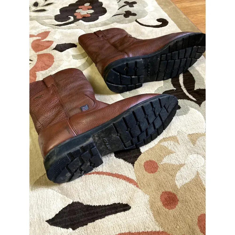 Justin Brown Leather Work Boots w/Safety Toe - Men's Size 12W/EUR 46